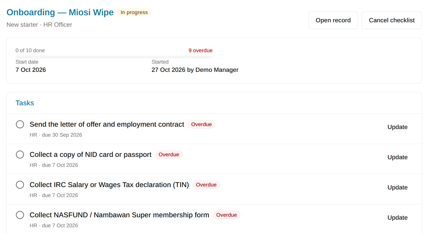 Onboarding in NiuginiHR
