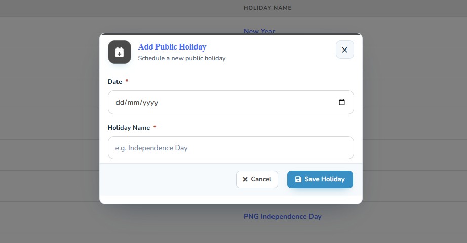 Public Holidays in NiuginiHR